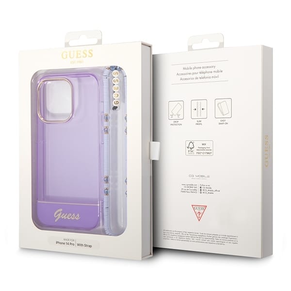 Guess Translucent Pearl Strap - θήκη για Apple iPhone 14 Pro - Μωβ - Image 7