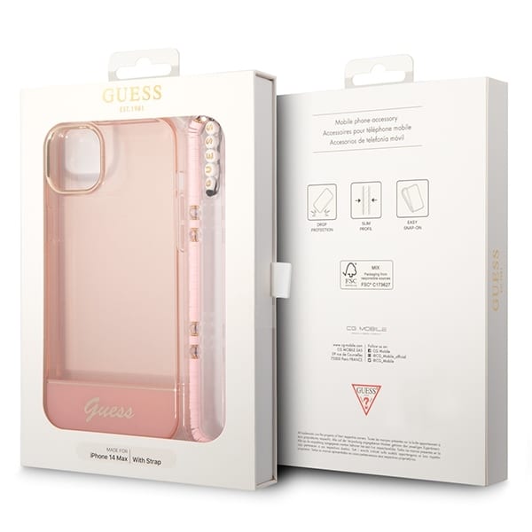 Guess Translucent Pearl Strap - θήκη για Apple iPhone 14 Plus / 15 - Ροζ - Image 7
