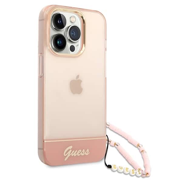 Guess Translucent Pearl Strap - θήκη για Apple iPhone 14 Pro - Ροζ - Image 3