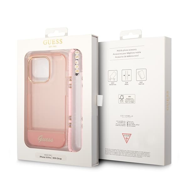 Guess Translucent Pearl Strap - θήκη για Apple iPhone 14 Pro - Ροζ - Image 7