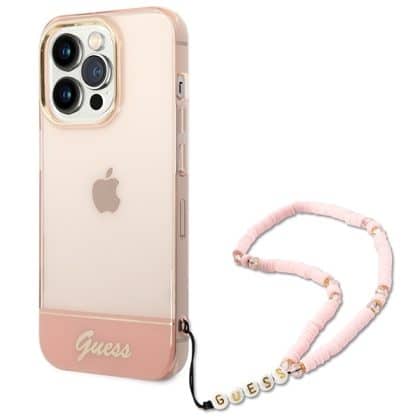 Guess Translucent Pearl Strap - θήκη για Apple iPhone 14 Pro Max - Ροζ