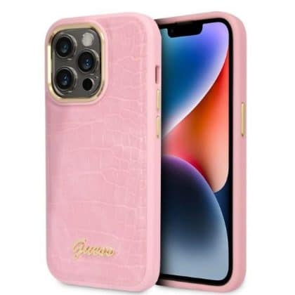 Guess Croco - θήκη για Apple iPhone 14 Pro - Ροζ