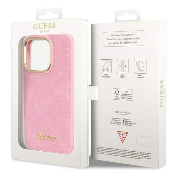 Guess Croco - θήκη για Apple iPhone 14 Pro - Ροζ - Image 8