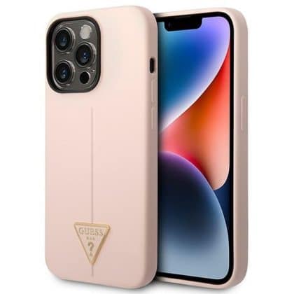 Guess Silicone Triangle - θήκη για Apple iPhone 14 Pro - Ροζ