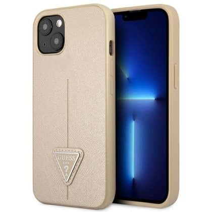 Guess SaffianoTriangle Logo - θήκη για Apple iPhone 14 Plus - Μπεζ