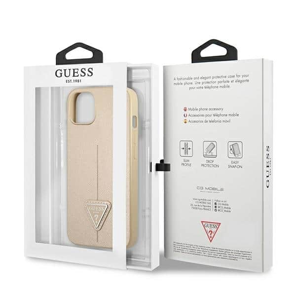Guess SaffianoTriangle Logo - θήκη για Apple iPhone 14 Plus - Μπεζ - Image 8