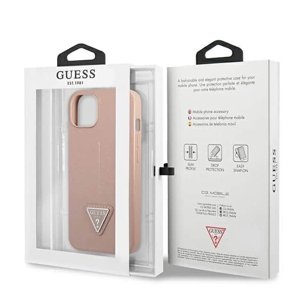 Guess SaffianoTriangle Logo - θήκη για Apple iPhone 14 Plus - Ροζ - Image 8