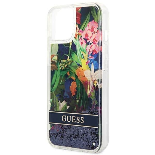 Guess Flower Liquid Glitter - θήκη για Apple iPhone 14 Plus - Μπλε - Image 6