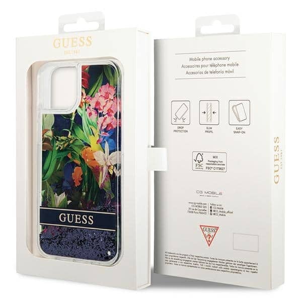 Guess Flower Liquid Glitter - θήκη για Apple iPhone 14 Plus - Μπλε - Image 8