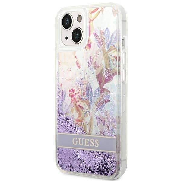 Guess Flower Liquid Glitter - θήκη για Apple iPhone 14 Plus - Μωβ - Image 2