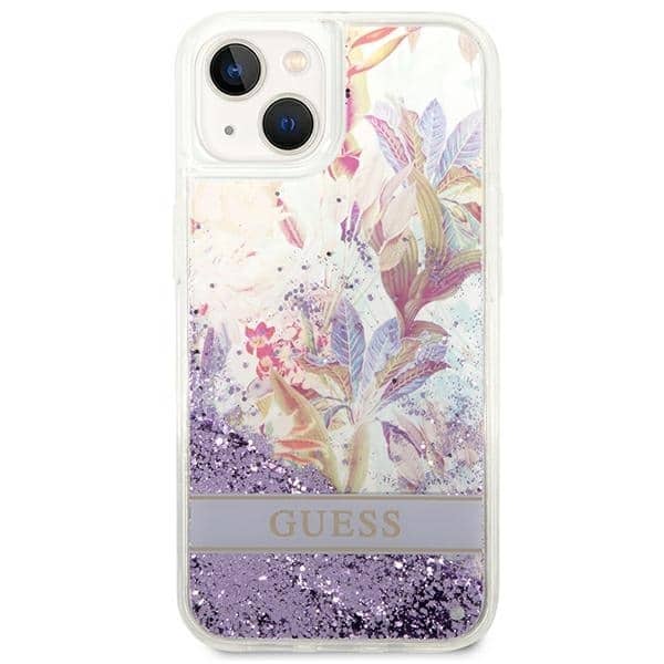 Guess Flower Liquid Glitter - θήκη για Apple iPhone 14 Plus - Μωβ - Image 3