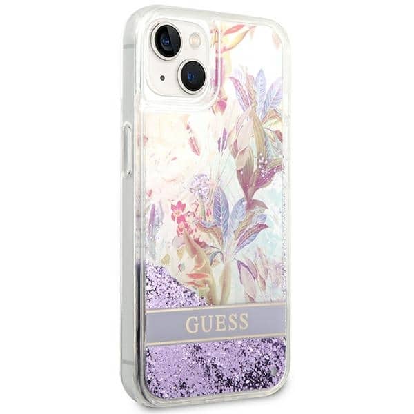 Guess Flower Liquid Glitter - θήκη για Apple iPhone 14 Plus - Μωβ - Image 4