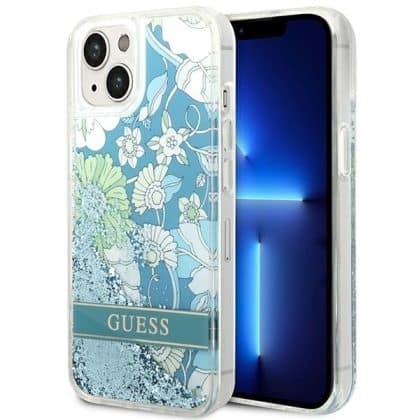 Guess Flower Liquid Glitter - θήκη για Apple iPhone 14 Plus - Πράσινο