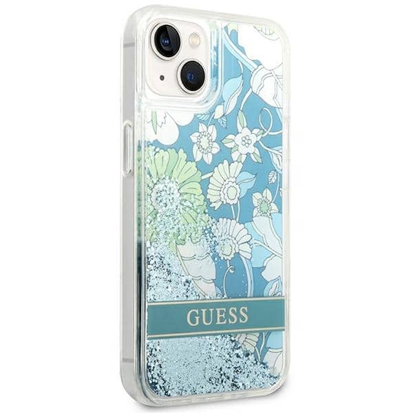 Guess Flower Liquid Glitter - θήκη για Apple iPhone 14 Plus - Πράσινο - Image 4