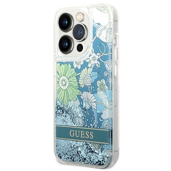 Guess Flower Liquid Glitter - θήκη για Apple iPhone 14 Pro Max - Πράσινο - Image 2