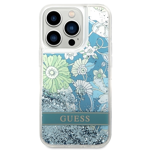 Guess Flower Liquid Glitter - θήκη για Apple iPhone 14 Pro Max - Πράσινο - Image 3