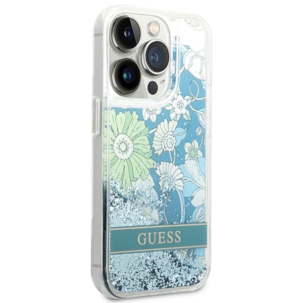 Guess Flower Liquid Glitter - θήκη για Apple iPhone 14 Pro Max - Πράσινο - Image 4