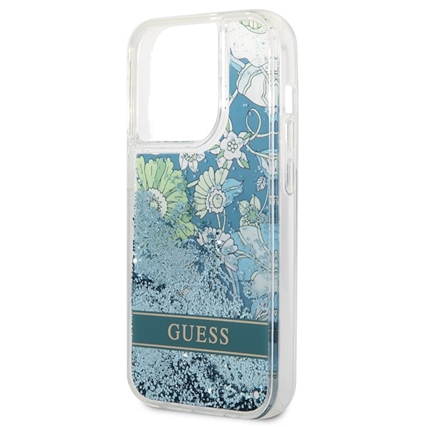 Guess Flower Liquid Glitter - θήκη για Apple iPhone 14 Pro Max - Πράσινο - Image 6
