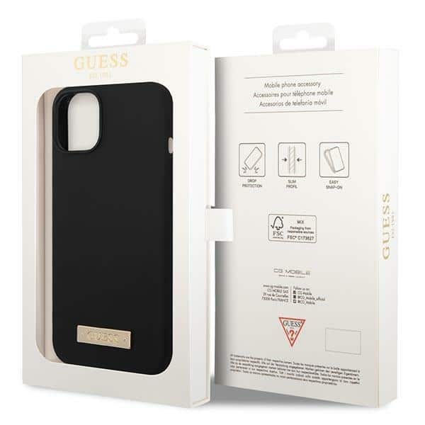 Guess Silicone Logo Plate MagSafe - θήκη για Apple iPhone 14 Plus - Μαύρο - Image 8