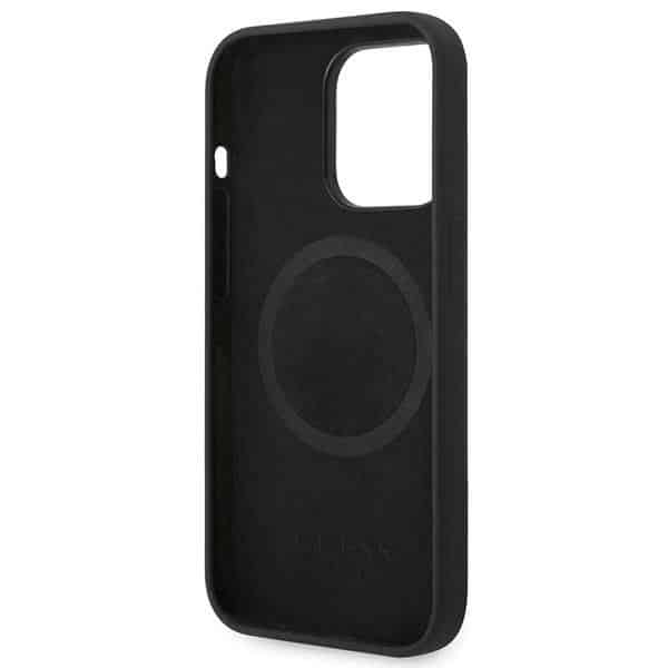 Guess Silicone Logo Plate MagSafe - θήκη για Apple iPhone 14 Pro Max - Μαύρο - Image 7
