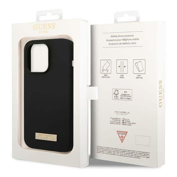 Guess Silicone Logo Plate MagSafe - θήκη για Apple iPhone 14 Pro Max - Μαύρο - Image 8