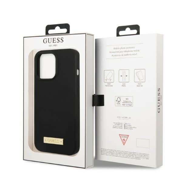 Guess Silicone Logo Plate MagSafe - θήκη για Apple iPhone 13 Pro Max - Μαύρο - Image 8