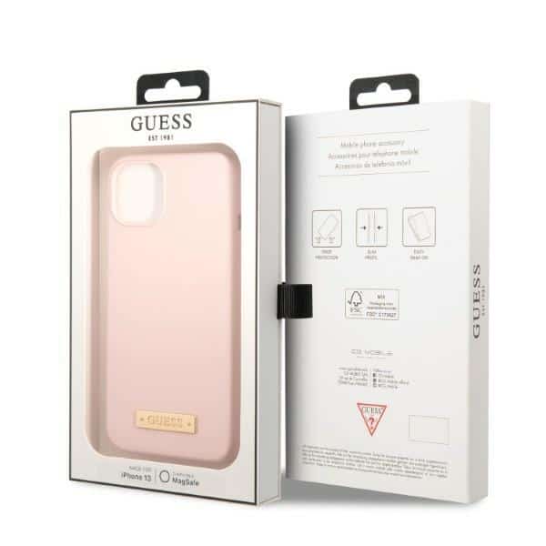 Guess Silicone Logo Plate MagSafe - θήκη για Apple iPhone 13 mini - Ροζ - Image 8