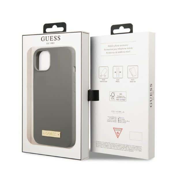 Guess Silicone Logo Plate MagSafe - θήκη για Apple iPhone 13 mini - Γκρι - Image 8