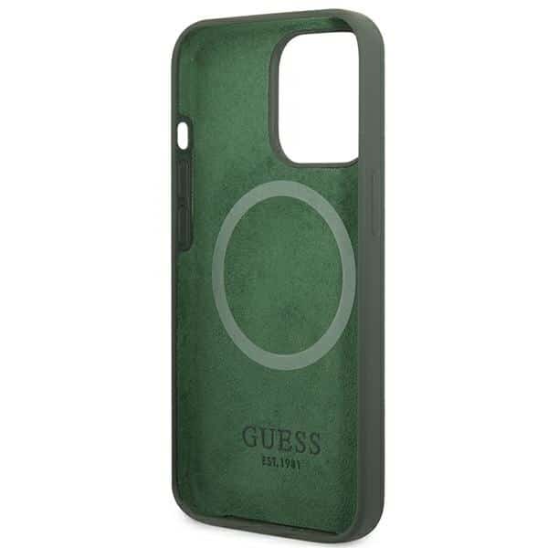 Guess Silicone Logo Plate MagSafe - θήκη για Apple iPhone 13 Pro Max - Πράσινο - Image 7