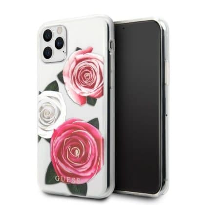 Guess Flower Desire Pink & White Rose - θήκη για Apple iPhone 11 Pro - Διάφανο