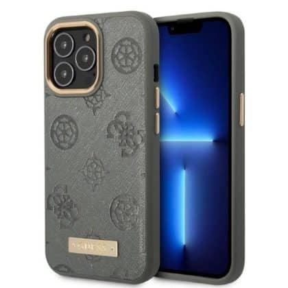 Guess Peony Logo Plate MagSafe - θήκη για Apple iPhone 13 Pro Max - Γκρι