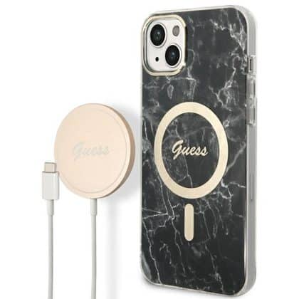 Guess Marble Collection - θήκη για Apple iPhone 14 Plus / 15 - Μαύρο