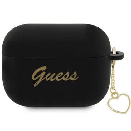 Guess GUAP2LSCHSK AirPods Pro 2  (2022/2023) cover μαύρο/black Silicone Charm Heart Collection