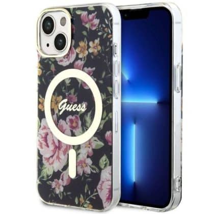 Guess Flower MagSafe - θήκη για Apple iPhone 14 / 15 13 - Μαύρο
