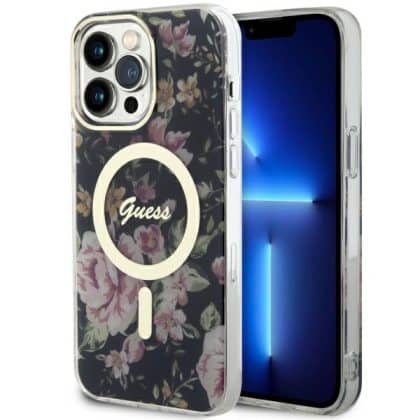 Guess Flower MagSafe - θήκη για Apple iPhone 14 Pro Max - Μαύρο