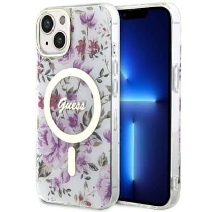 Guess Flower MagSafe - θήκη για Apple iPhone 14 / 15 13 - Διάφανο