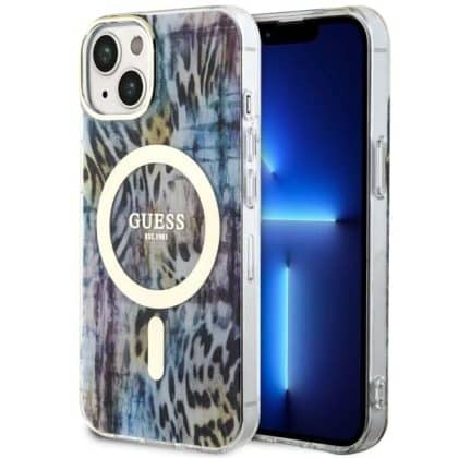 Guess Leopard MagSafe - θήκη για Apple iPhone 14 / 15 13 - Μπλε