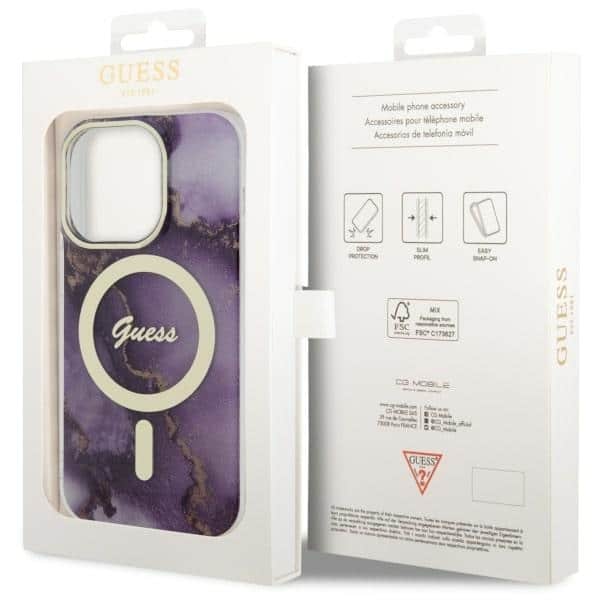 Guess Golden Marble Collection - θήκη για Apple iPhone 14 Pro - Μωβ - Image 8