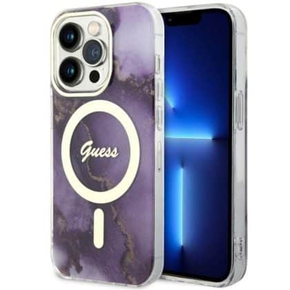 Guess Golden Marble Collection - θήκη για Apple iPhone 14 Pro - Μωβ