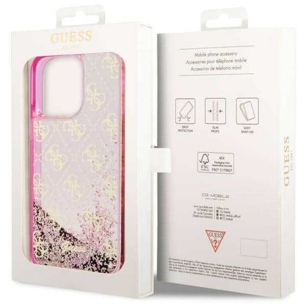 Guess Liquid Glitter - θήκη για Apple iPhone 14 Pro - Ροζ - Image 8