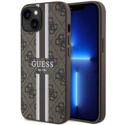 Guess 4G Printed Stripes - θήκη για Apple iPhone 14 / 15 13 - Καφέ