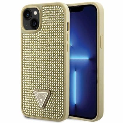 Guess Rhinestone Triangle - θήκη για Apple iPhone 14 - Χρυσό