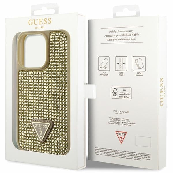 Guess Rhinestone Triangle - θήκη για Apple iPhone 14 Pro - Χρυσό - Image 8