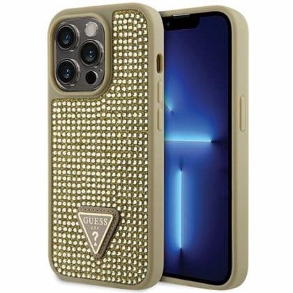 Guess Rhinestone Triangle - θήκη για Apple iPhone 14 Pro - Χρυσό