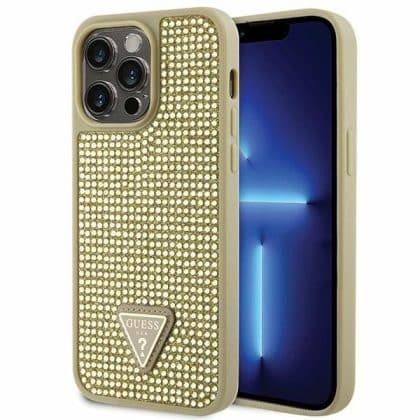Guess Rhinestone Triangle - θήκη για Apple iPhone 14 Pro Max - Χρυσό