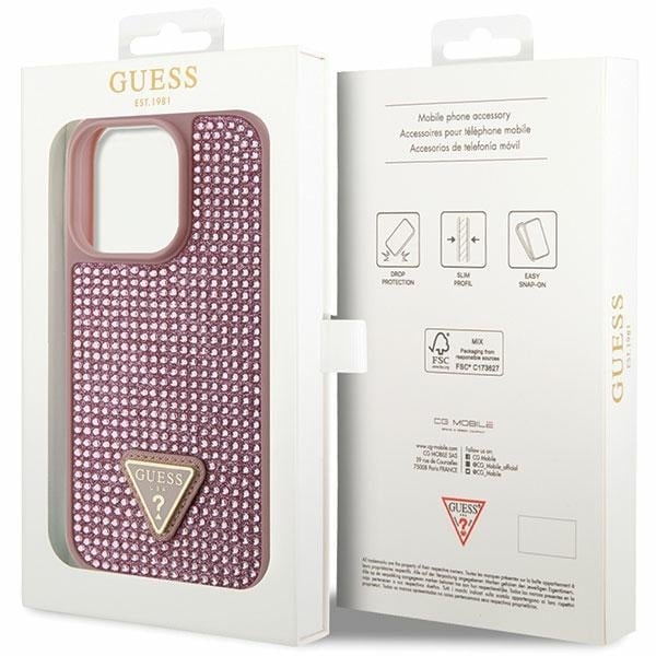 Guess Rhinestone Triangle - θήκη για Apple iPhone 14 Pro - Ροζ - Image 8