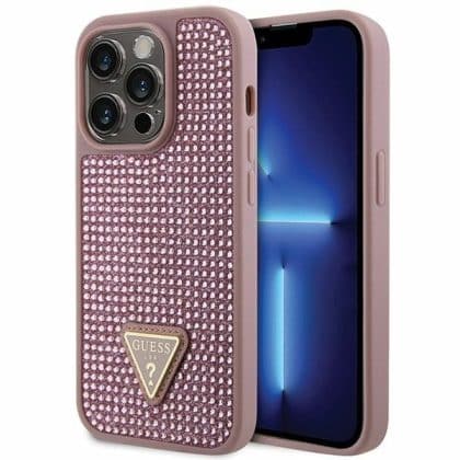 Guess Rhinestone Triangle - θήκη για Apple iPhone 14 Pro - Ροζ