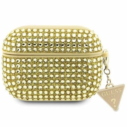 Guess GUAPHDGTPD AirPods Pro cover  złoty/gold Rhinestone Triangle Charm
