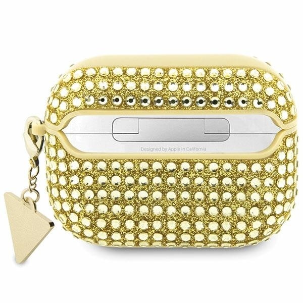 Guess GUAPHDGTPD AirPods Pro cover złoty/gold Rhinestone Triangle Charm - Image 2