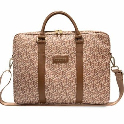 Guess Τσάντα GUCB15HGCFSEW 16" καφέ/brown GCube Stripes